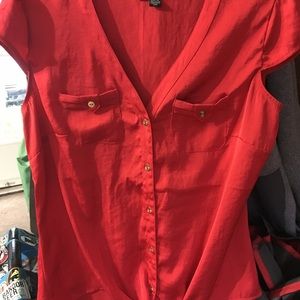 Guess red silk blouse